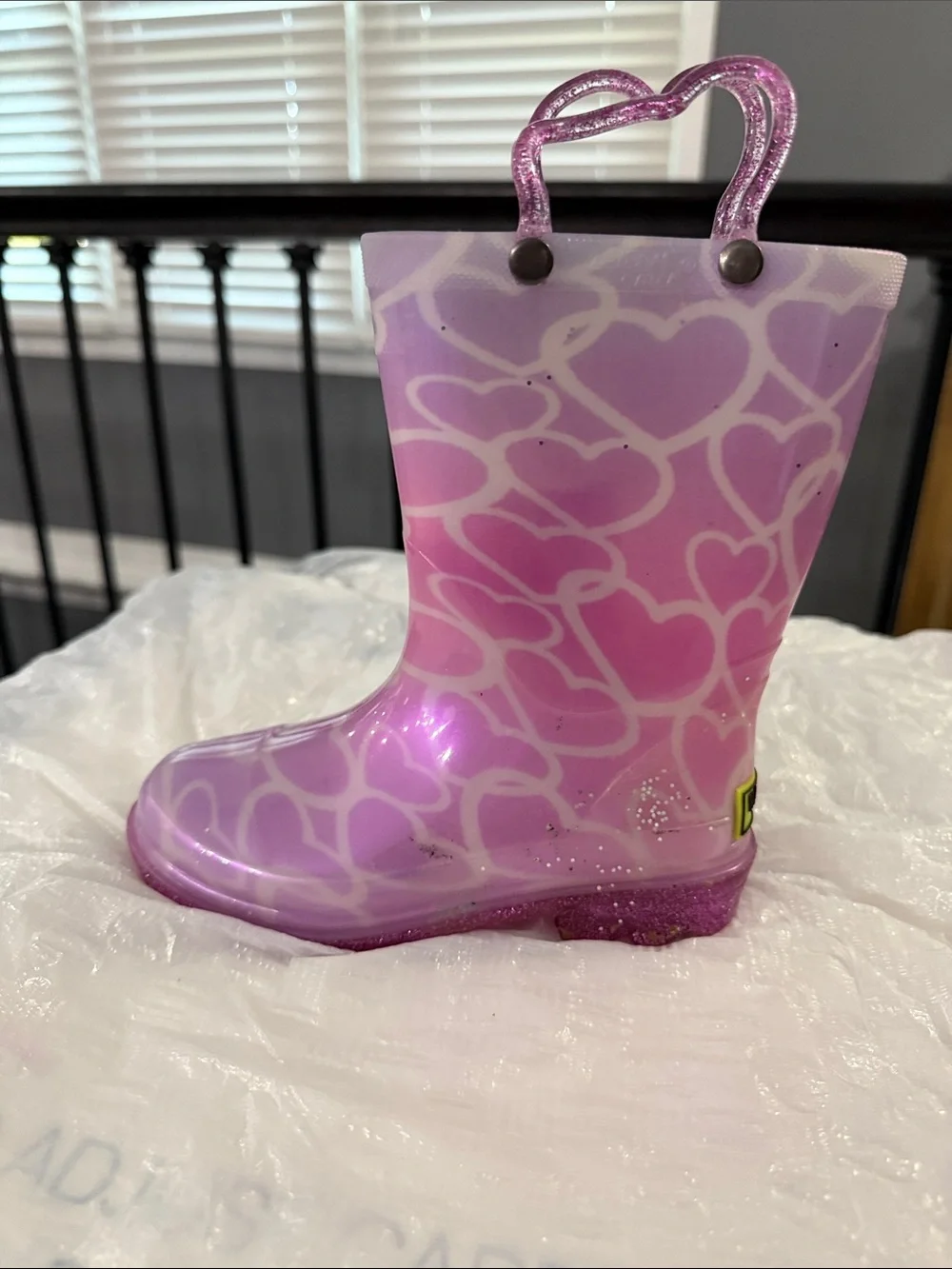 Western Chief Pink & Purple Heart Kids Rain Boots